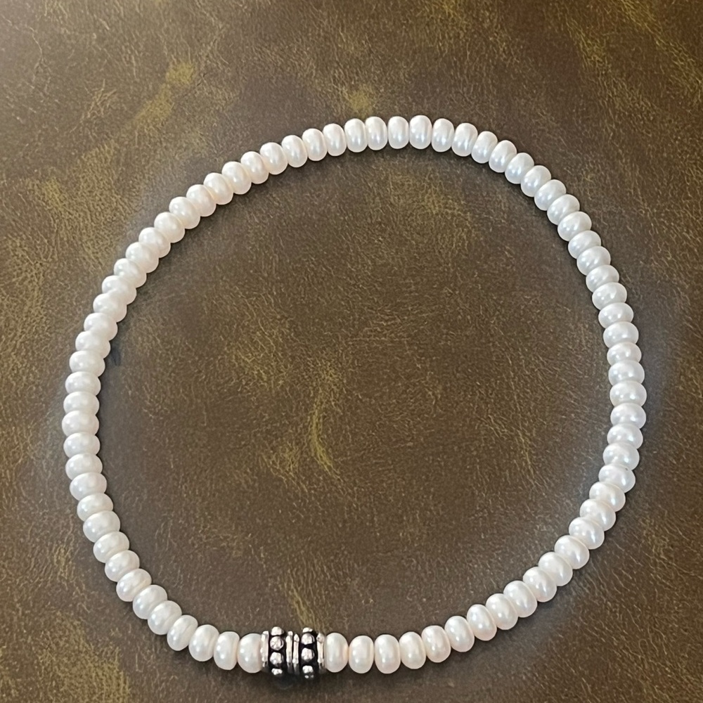 Stunning 17” freshwater pearl necklace with Sterling Silver magnetic clasp.